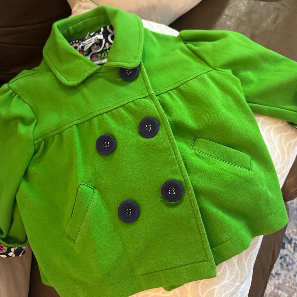 Hartstrings Vibrant Green Pea Coat for Kids